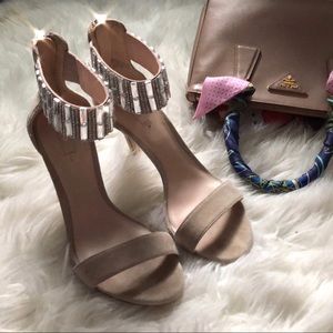 Nude Jewel Ankle Strap Heels